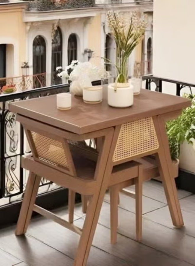 Raffine Modern Solid Wood Dining Table with Matching Cane Chairs Set, Elegant Square Wooden Table with Natural Finish, Compact Dining / Tea Table Set for Living Room, Café & Dining Area, Stylish Mid-Century Design Furniture Set for Contemporary Home Décor. - Image 4